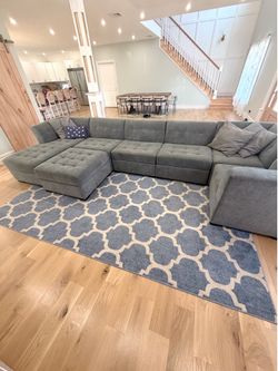 8x11 Blue Farmhouse Trellis Print Area Rug