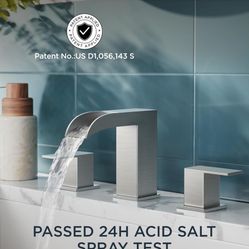 Black and Gold Bathroom Faucets 3 Hole, Waterfall 8 Inch Widespread Bathroom Sink chrome A23 