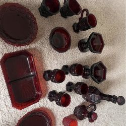 Vintage Avon Ruby Red Glassware Set : Cape Cod Collection
