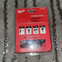 New Milwaukee 16 in. Chainsaw Chain - Model 49-16-2715 With 7 Used Chains