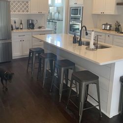 Farmhouse Industrial Gunmetal Bar Stools Counter 24” Height