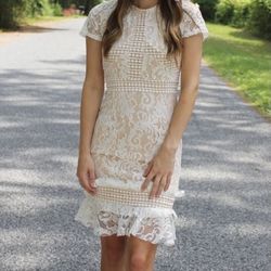 White Lace Frill Dress