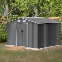 Outdoor Tool Storage 10x8 FT: Metal Foundation, Lockable, for Garden & Patio Equipment