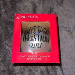 Vintage Kirkland's 2017 Baby's 1st Christmas Blown Glass Ball Ornament Boxed