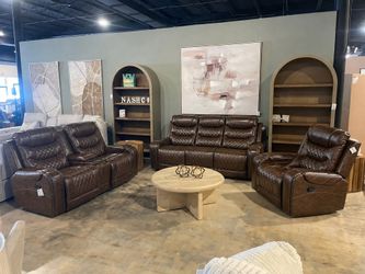 Leather Reclining Sofa/Loveseat With Cup Holders/USB Ports: Living Room Furniture Recliner Couch