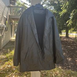 Men's Black Leather Quilted w/ fur Jacket