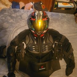 Motorcycle Gear Large Chest Piece ,Small Helmet And Small Gloves