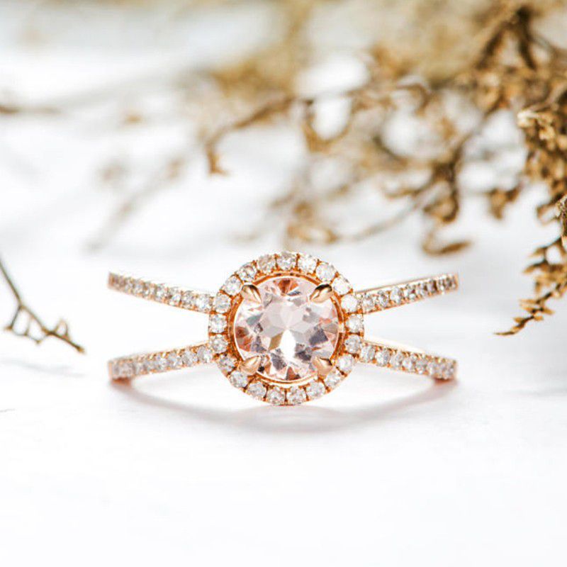 "Champagne Stone Engagement/Wedding Crystal Rose Gold Ring for Women, VIP309
  
