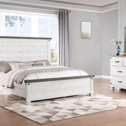 4 Piece Bedroom Set Include Queen Bed, Dresser, Mirror, 1 Nightstand…Optional Chest can be added