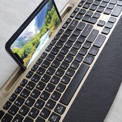 GAMCATZ Ergonomic Wireless Keyboard – Quiet Low‑Profile, Wrist Rest, Phone Holder