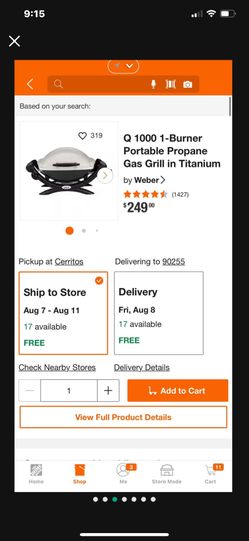  Q 1000 1-Burner Portable Propane Gas Grill 
