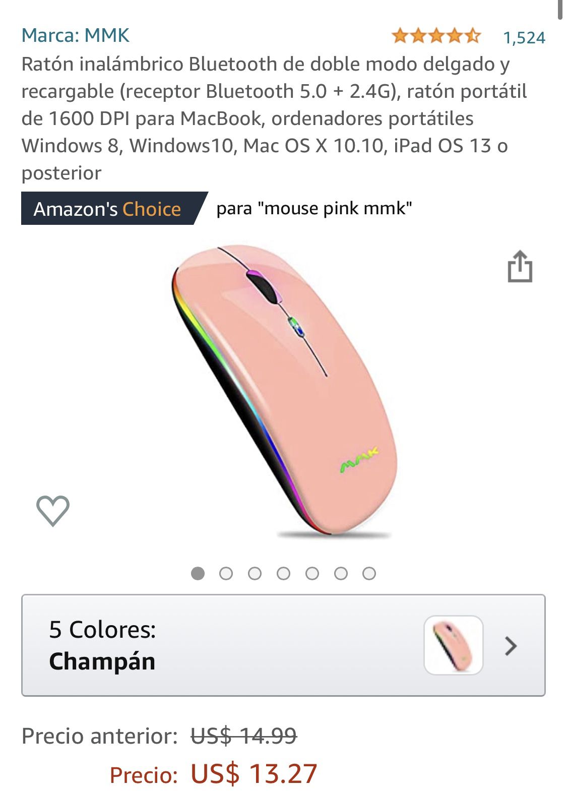 Mouse 🖱 wireless $10.00 ( Nuevo)( pink)
