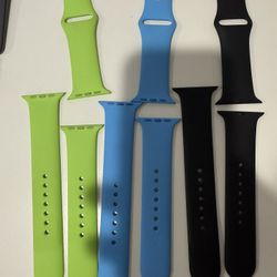 Apple Watch Sport Bands 42mm Original OEM x 3, Black, Blue, Green, Fits 42, 44, 45, 46, 49 Ultra