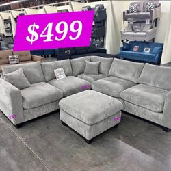 BRAND NEW 4PCS SECTIONAL SOFA SET WITH OTTOMAN AND ACCENT PILLOW INCLUDED $499