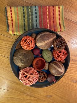 Bowl w/ Orange and Maroon Decorative Balls