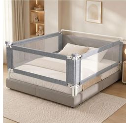 3-Piece California King Size Bed Rail for Toddlers - Adjustable Baby Bed Rail Guard, Kids Safety for California King Size Bed (82.7"x82.7"x70.8"-Grey)