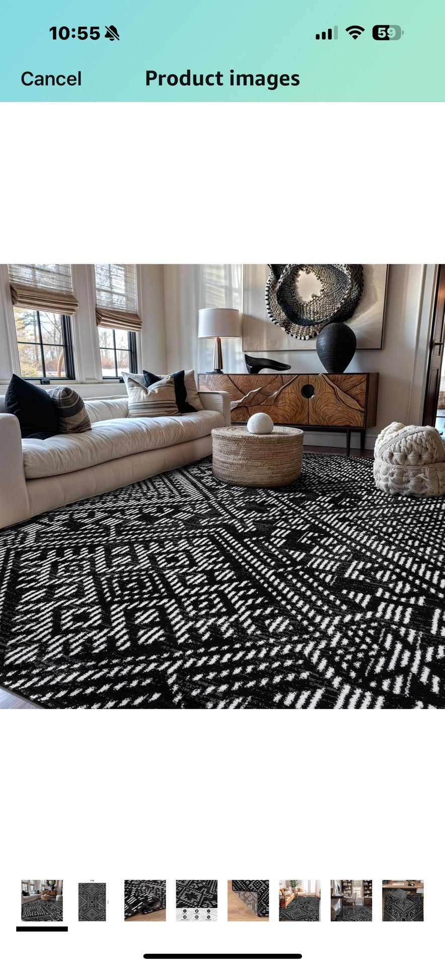 Rugshop Boho Black Tribal Area Rug 5x7 Modern Indoor Carpet for Living Room, Bedroom, or Entryway – Non-Shedding, Low Pile Geometric Design 5' x 7' Bl