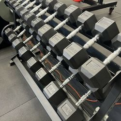 NEW Rubber Hex Dumbbells 5lb - 50lb Dumbbell Pairs Olympic Weights Home Gym Workout Equipment Fitness Weight Set 