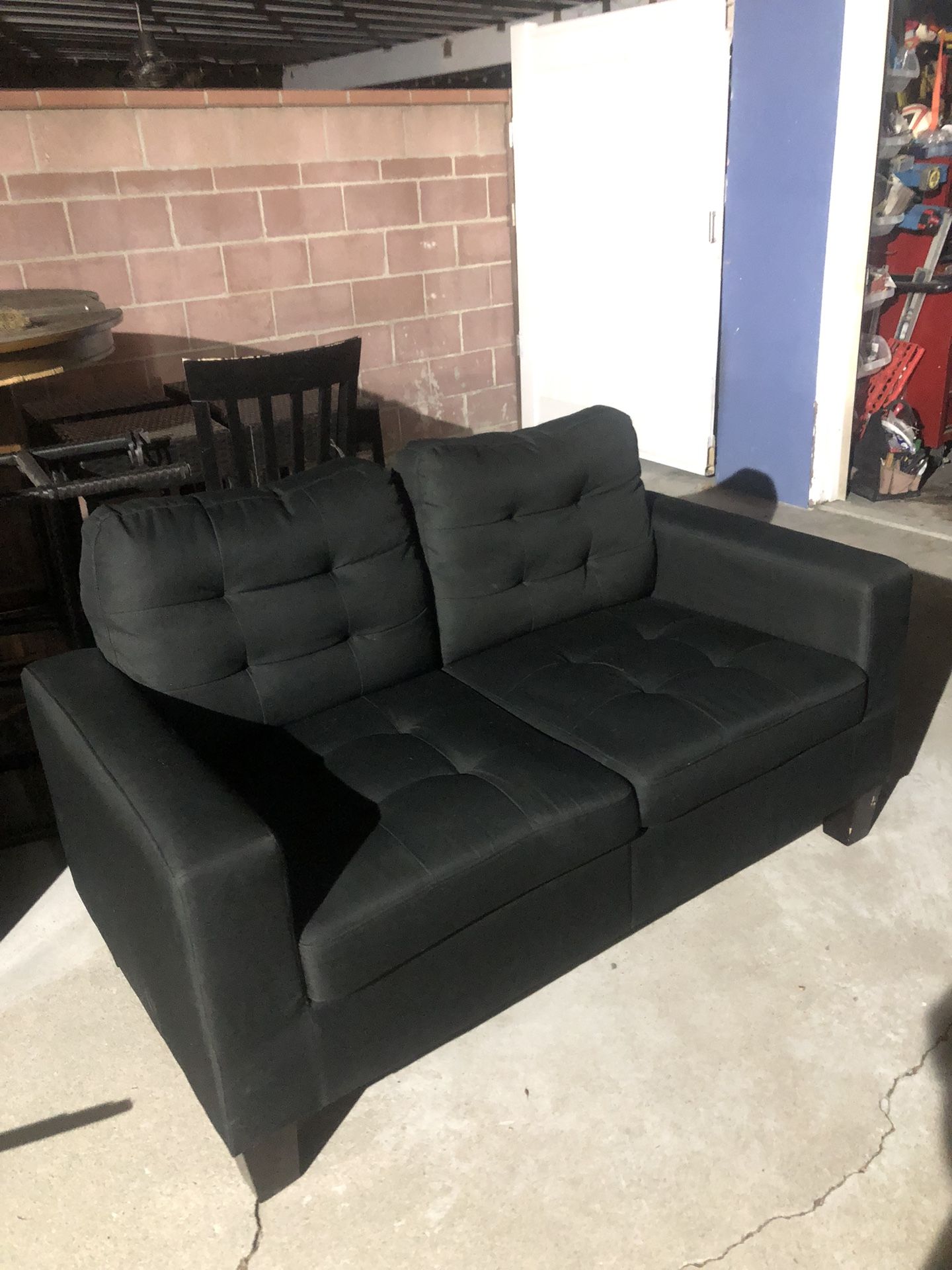 Couch Loveseat Set Black Fabric