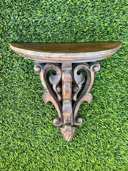 Dark Wood Ornate Wall Bracket Shelf