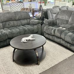 4th Of July Pre Sale🇺🇸Beautiful Dark Grey Reclining Sofa&Loveseat Available Limited Time $1299🇺🇸