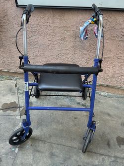 Blue 4-Wheel Rollator Walker with Seat