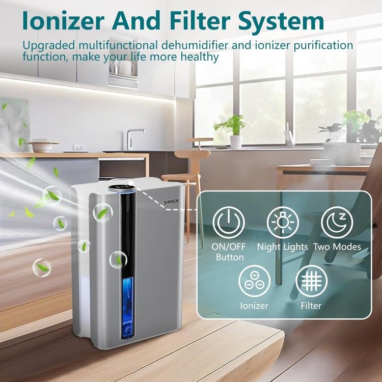 95oz Dehumidifiers for Home, 800 sq ft Quiet Dehumidifier with Reusable Filter and Ionizer, Small Dehumidifier with Drain Hose, Dehumidifiers 