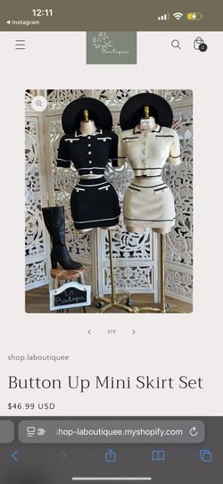 Mini Skirt Set Black And/Or Ivory $60For Both