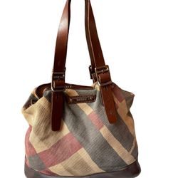 Burberry Beige/Brown Mega Check Canvas Tote