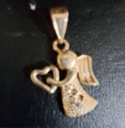 Gold Plated, Angle With Heart Pendant
