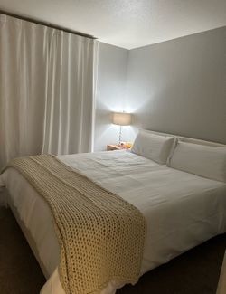 White Leather Cali king bed frame