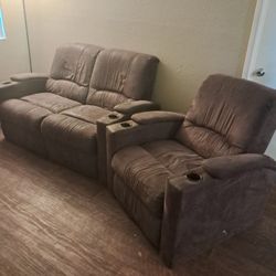 Reclining Love Seat With Matching Recliner