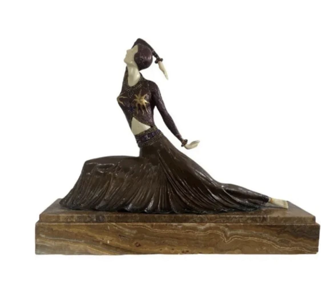 Huge Art Deco Dancer Cast Bronze Sculpture