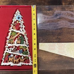Christmas Wall Decoration Nativity Scene Carved Dimensional Tree Shaped just $10