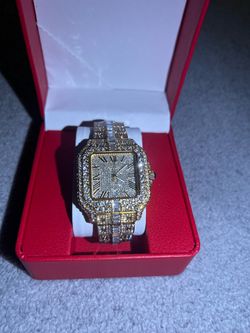 Gold and silver Cartier moissanite watch