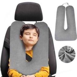 NEW! U-shaped Travel Pillow for Car or Airplane (Gray cover) 18"x28"  ALL AGES