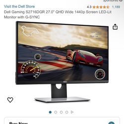 Dell Gaming S2716DGR 27.0" QHD Wide 1440p Screen LED-Lit Monitor with G-SYNC