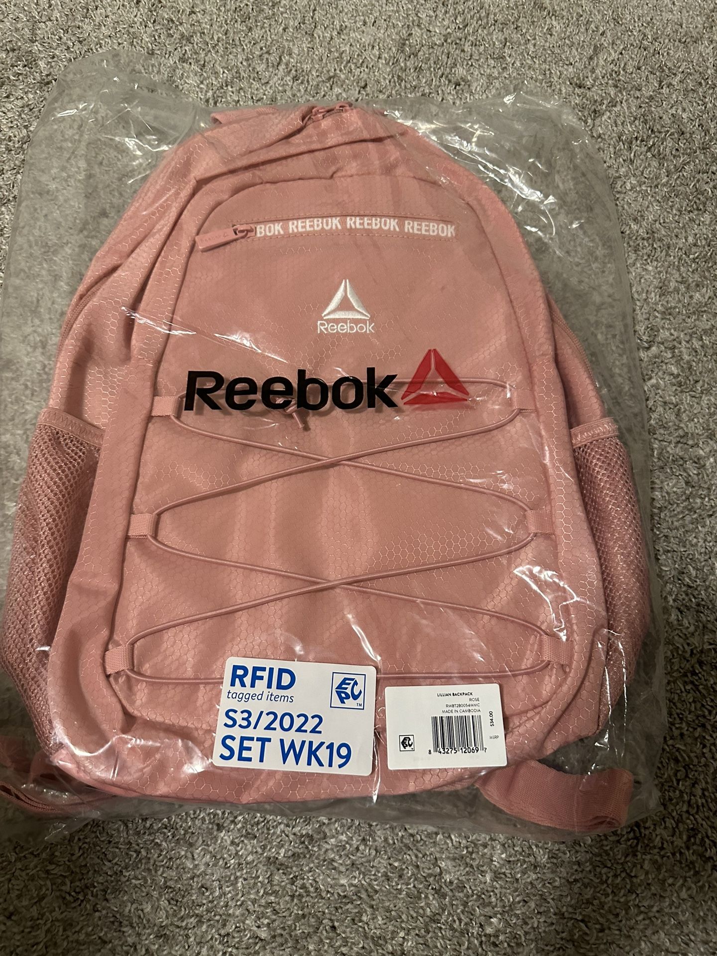 Brand New Reebok Women's Adult Lillian 17.5" Laptop Backpack, Pink