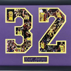Magic Johnson Lakers #32 NBA COLLAGE ART