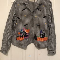Lemon Grass Halloween blazer/jacket size petite large , 100% cotton, made in India