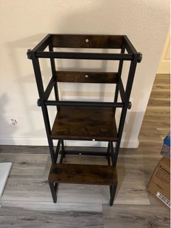 INNOD Kitchen Step Stool for Toddlers, Height Adjustable Toddler Tower with Safety Rail, Steel and Wood Toddler Kitchen Stool Helper Kids, Stool for K