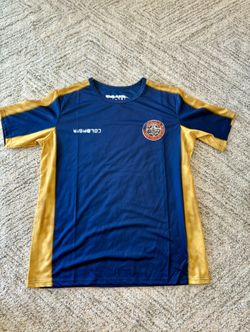 Travis Scott Colombia Soccer Jersey Blue Gold Short Sleeve - Size L