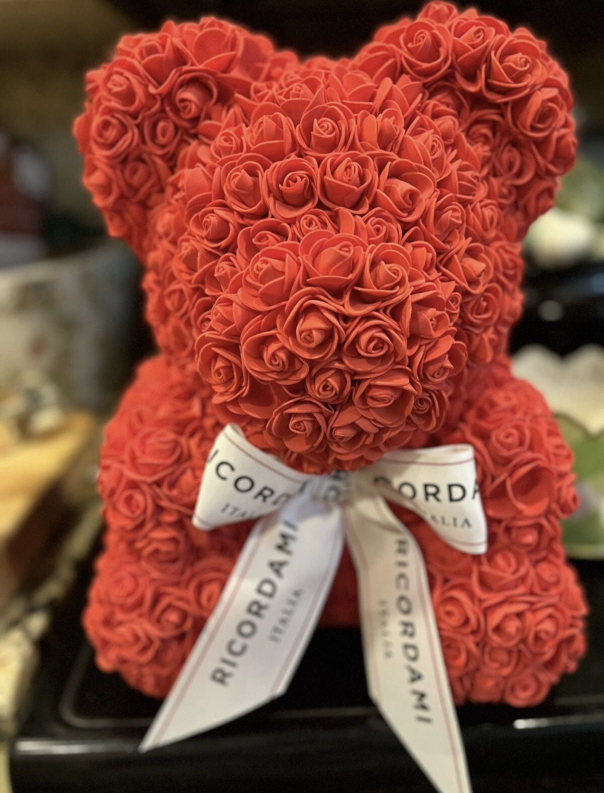 RICORDAMI ITALIA Forever ROSE BEAR Red Roses White Bow