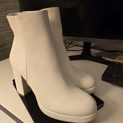White Ankle Boots - Size 8