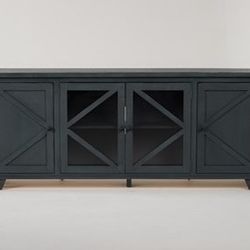Sinclair II Grey 78 Inch TV Stand With Glass Doors