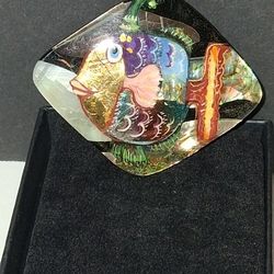 Pretty Srtist Made Abalone Fish Pendant 