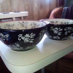 Temptations Ceramic Mixing Bowls Floral Lace