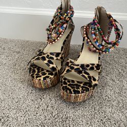 Leopard Print Wedge Sandles