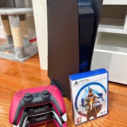 PS5 Disk version with three controllers and 2 games
