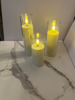 Ivory Acrylic Flameless LED Candles-Set of 9